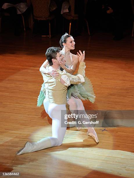 Dancers Gregor Hatala and Mila Schmidt perform during the 56th annual Viennese Opera Ball at The Waldorf=Astoria on February 4, 2011 in New York City.