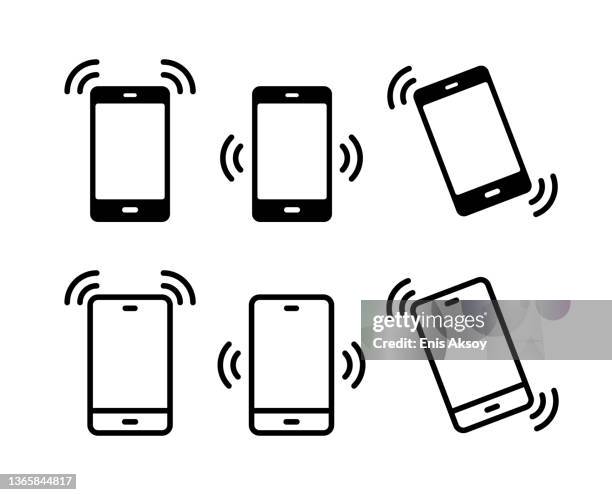 vibrationsalarm in smartphone-symbolen - cellphone icon stock-grafiken, -clipart, -cartoons und -symbole