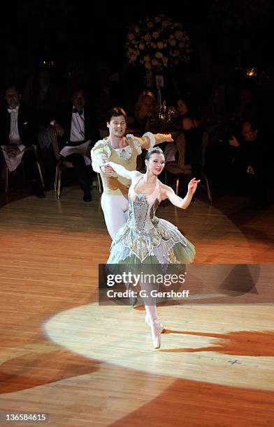 Dancers Gregor Hatala and Mila Schmidt perform during the 56th annual Viennese Opera Ball at The Waldorf=Astoria on February 4, 2011 in New York City.