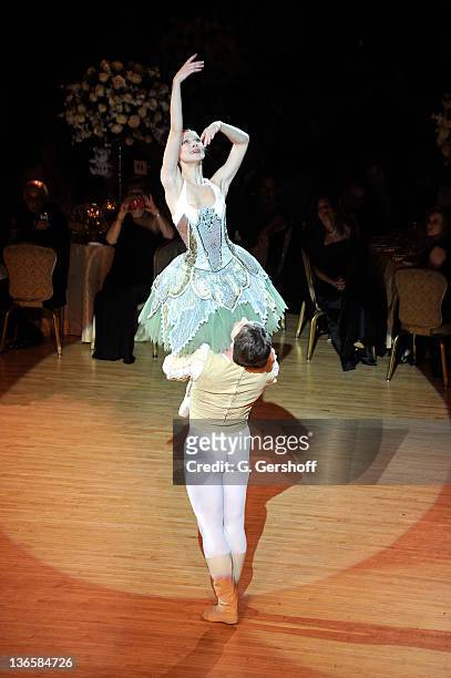 Dancers Gregor Hatala and Mila Schmidt perform during the 56th annual Viennese Opera Ball at The Waldorf=Astoria on February 4, 2011 in New York City.
