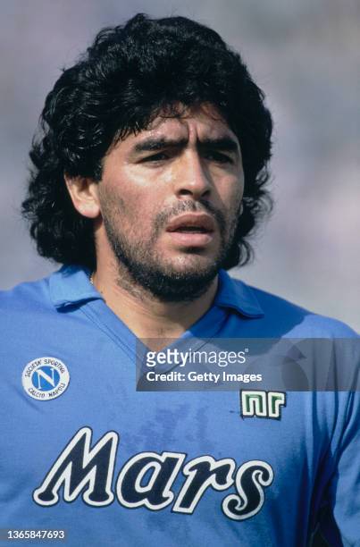 Napoli player Diego Maradona pictured looking on during a Seria A match in 1989.