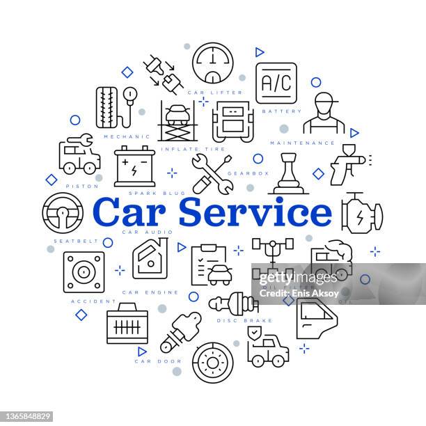 car service concept. vector design with icons and keywords. - graphic car accidents 幅插畫檔、美工圖案、卡通及圖標