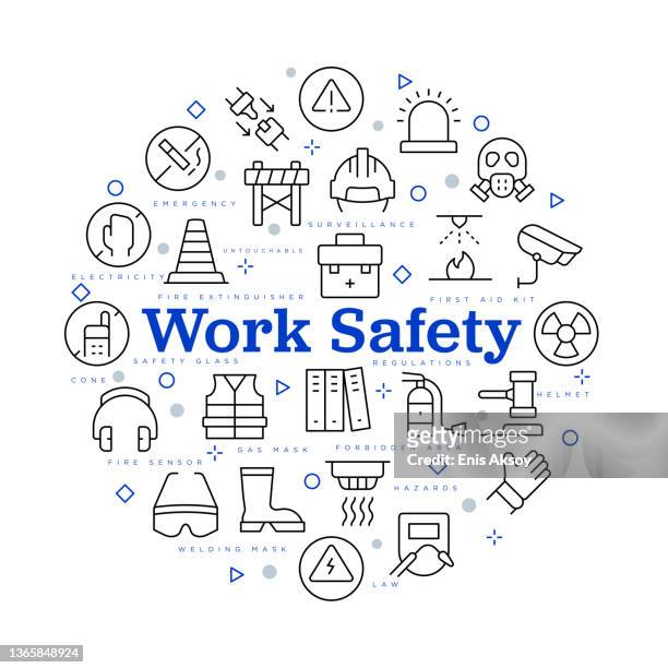 work safety concept. vector design with icons and keywords. - occupational safety and health stock illustrations