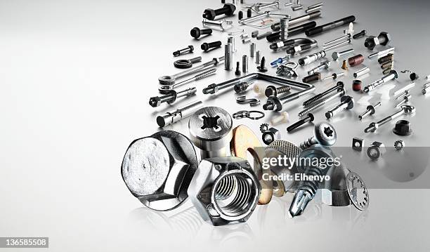 collection of various hardware fasteners  - fastening stock pictures, royalty-free photos & images