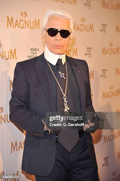 Designer Karl Lagerfeld attends the debut of Karl Lagerfeld & Rachel Bilson's original film series inspired by Magnum Ice Cream during the 10th...