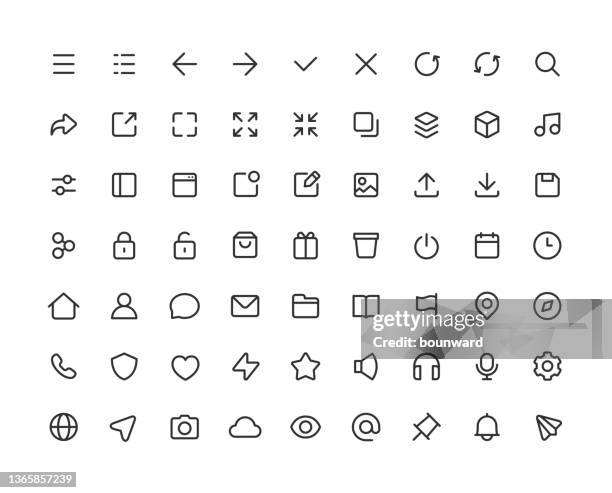 illustrations, cliparts, dessins animés et icônes de petites icônes de ligne d’interface utilisateur contour modifiable - équipement d'orientation