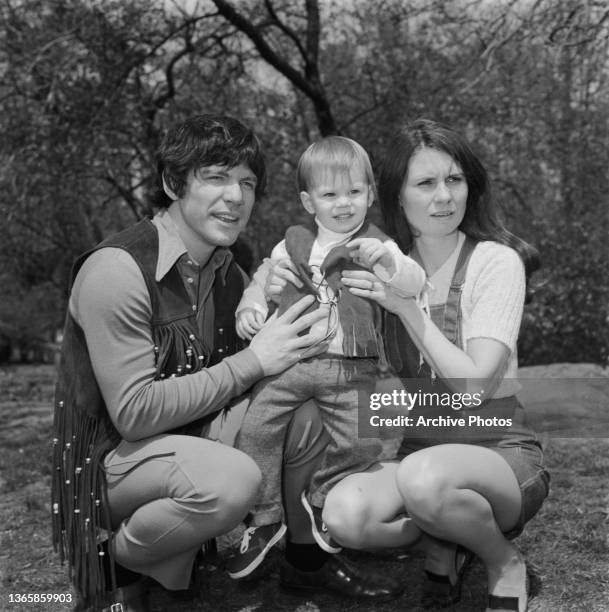 American actor Michael Hawkins and casting agent Mary Jo Slater with their son, future actor Christian Slater in Central Park, New York City, USA,...