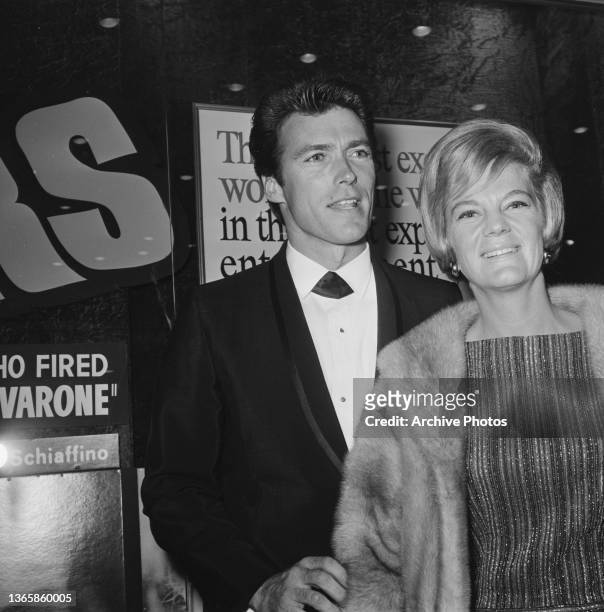 American actor Clint Eastwood and his first wife Maggie Johnson at the US premiere of 'The Victors', New York City, 19th December 1963.