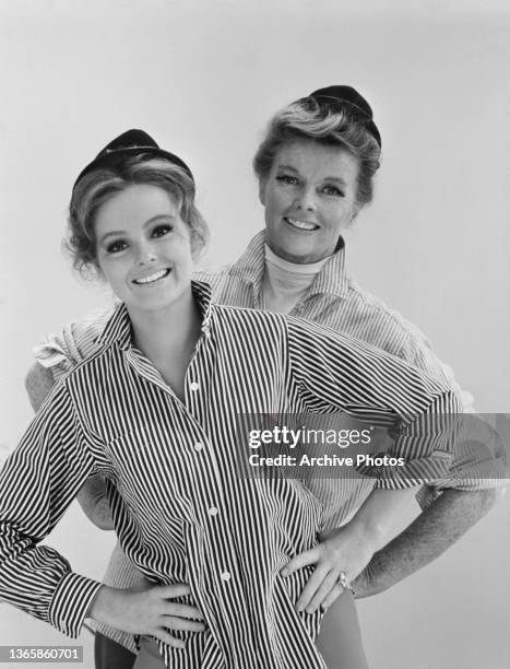 American actress Katharine Hepburn with her niece, actress Katharine Houghton , USA, 1967. They are starring together as mother and daughter in the...