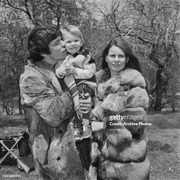 American actor Michael Hawkins and casting agent Mary Jo Slater with their son, future actor Christian Slater in Central Park, New York City, USA,...