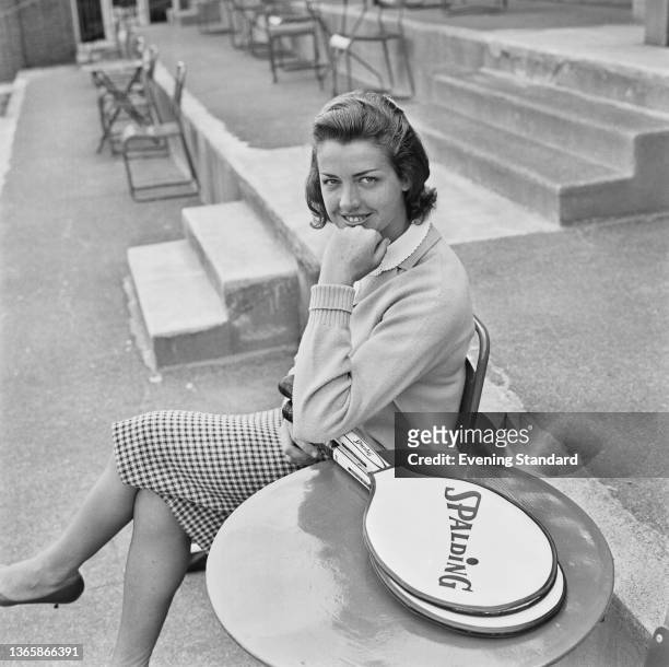 Australian tennis player Margaret Smith with a Spalding racket at the Wimbledon Championships in London, UK, 24th June 1963. She went on to win the...