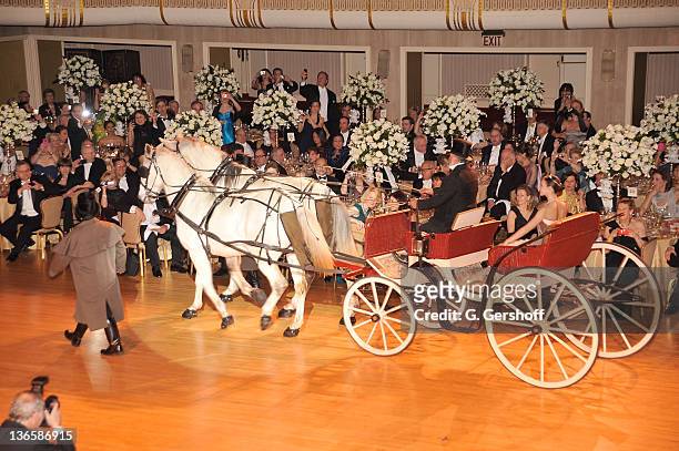 View of the horse and carriage presentation during the 56th annual Viennese Opera Ball at The Waldorf=Astoria on February 4, 2011 in New York City.