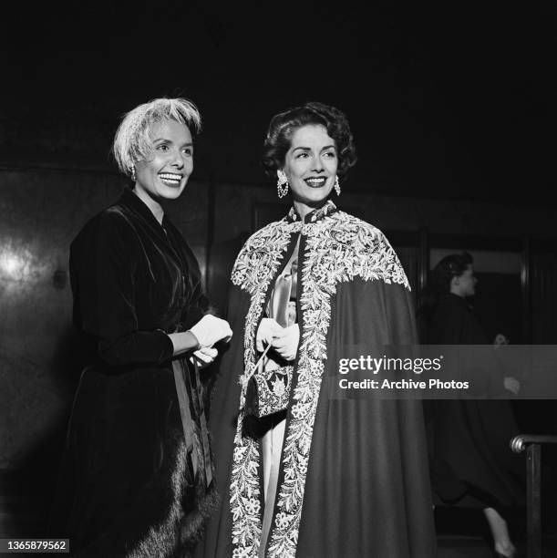 American dancer, actress and singer Lena Horne with actress Jinx Falkenburg at the 26th Academy Awards at the NBC Century Theatre in New York City,...