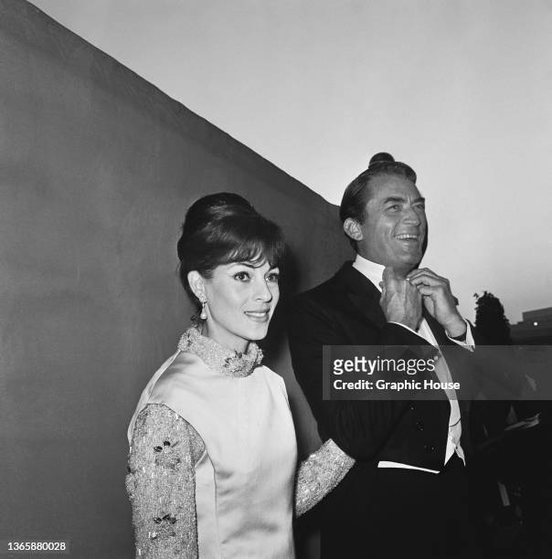 American actor Gregory Peck and his wife Veronique attend the Academy Awards at the Santa Monica Civic Auditorium in California, USA, 13th April...