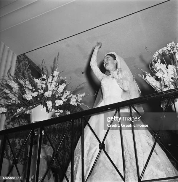 American actress Ann Blyth during her wedding reception in California, USA, 27th June 1953. She married obstetrician James McNulty.