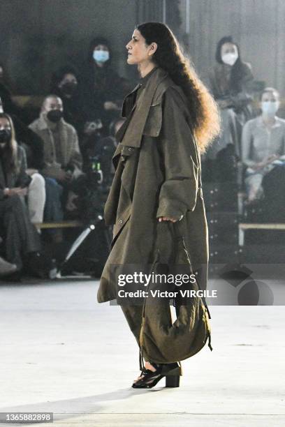 Model walks the runway during the Lemaire Ready to Wear Fall/Winter 2022-2023 fashion show as part of the Paris Men Fashion Week on January 19, 2022...