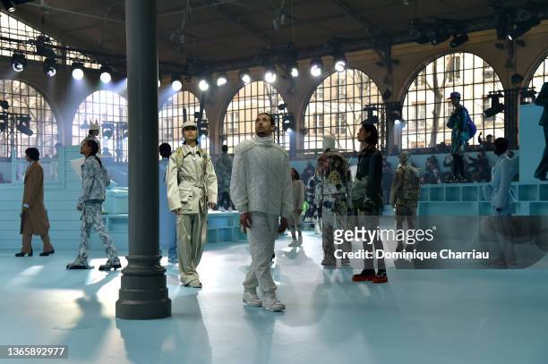Models walk the runway during the Louis Vuitton Menswear Fall/Winter 2022-2023 show as part of Paris Fashion Week on January 20, 2022 in Paris,...