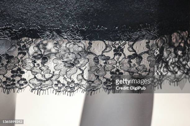 black lace at the edge - black lace background stock pictures, royalty-free photos & images