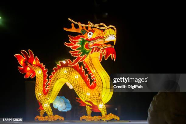 lantern dragon displayed in yokohama chinatown - yokohama chinatown bildbanksfoton och bilder