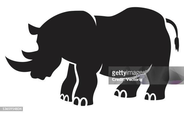 animals icon set - rhinoceros silhouette stock illustrations