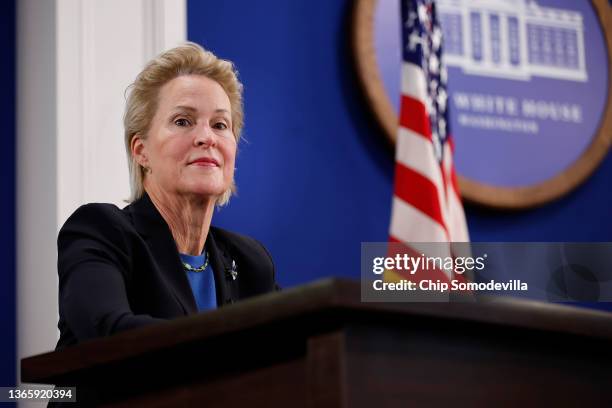 Presidential Council of Advisors on Science and Technology co-chair Frances Arnold prepares for a meeting with U.S. President Joe Biden in the South...