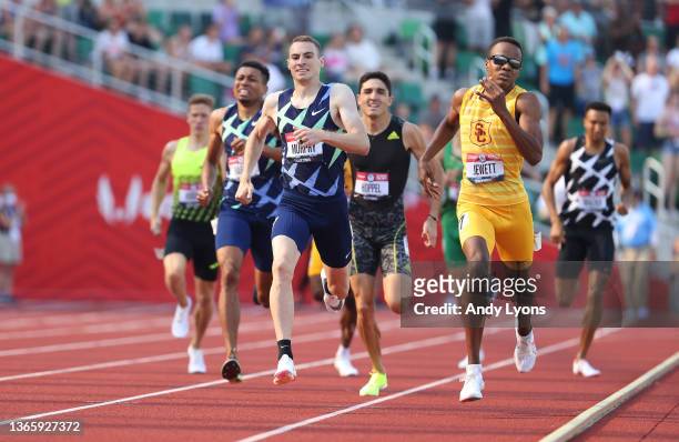 Clayton Murphy and Isaiah Jewett in the final of the Men 800 Meter at Hayward Field on June 24, 2021 in Eugene, Oregon.