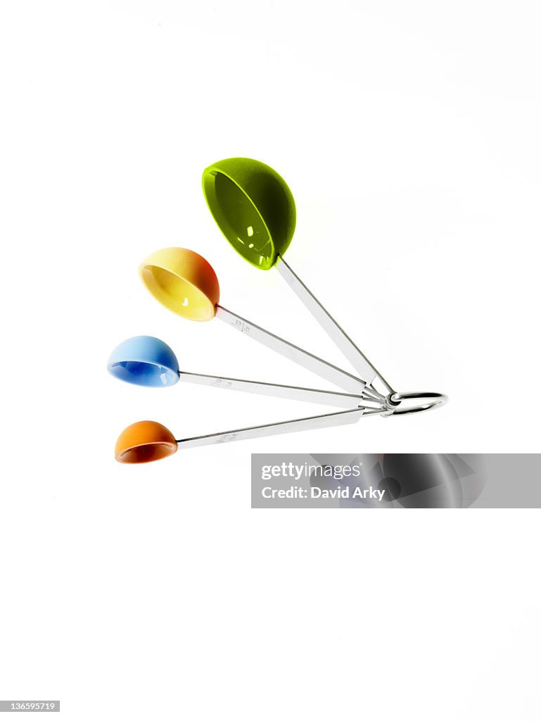 Studio shot of multicolored measuring spoons