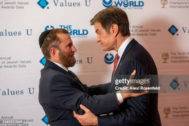 Rabbi Shmuley Boteach, and Dr. Mehmet Oz speak at The 2022 Champions Of Jewish Values Gala at Carnegie Hall on January 20, 2022 in New York City. A...