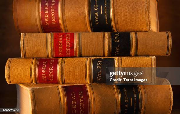 studio shot of law books - studio legale foto e immagini stock