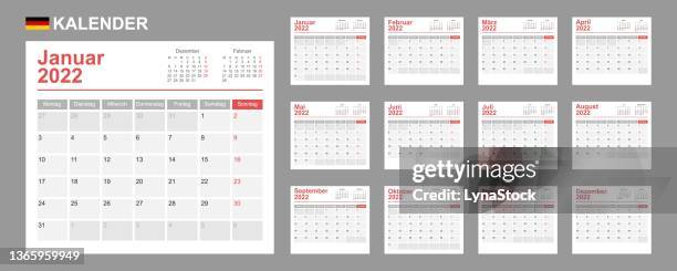 german calendar for 2022. week starts on monday. simple vector template. business design planner. - german language stock illustrations