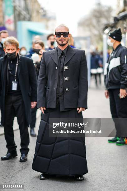 Balvin is seen, outside the Louis Vuitton show, during Paris Fashion Week - Menswear F/W 2022-2023, on January 20, 2022 in Paris, France.