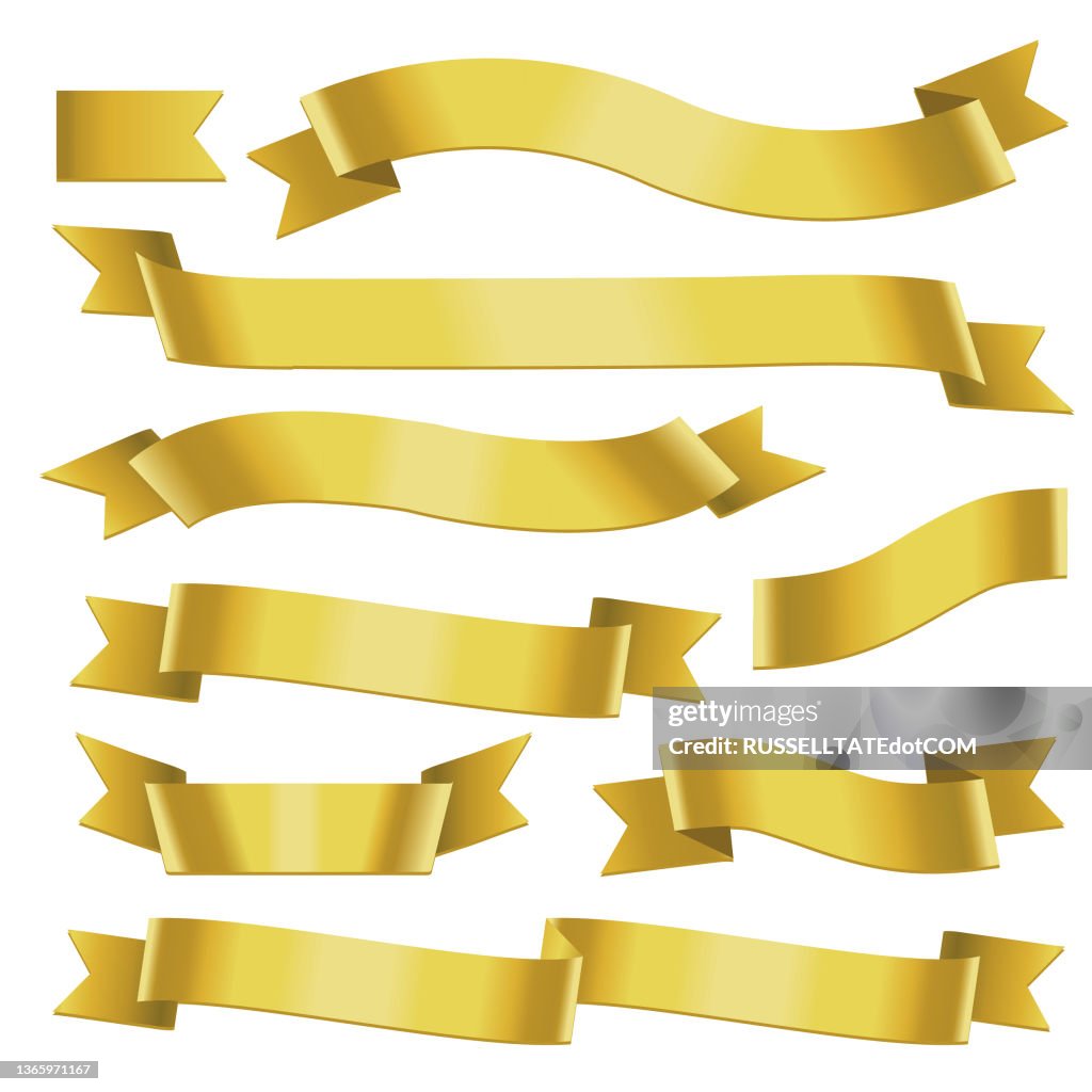 Floding Ribbon Yellow Yellow Fold Over Ribbons On Transparent Background High-Res Vector ...