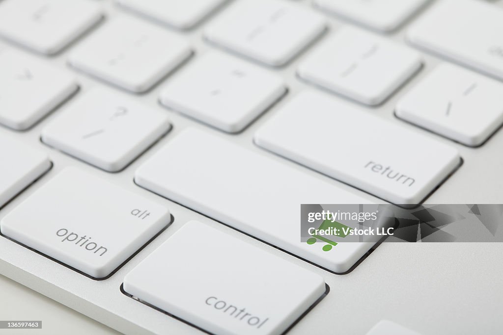 Computer keyboard with shopping cart icon on key