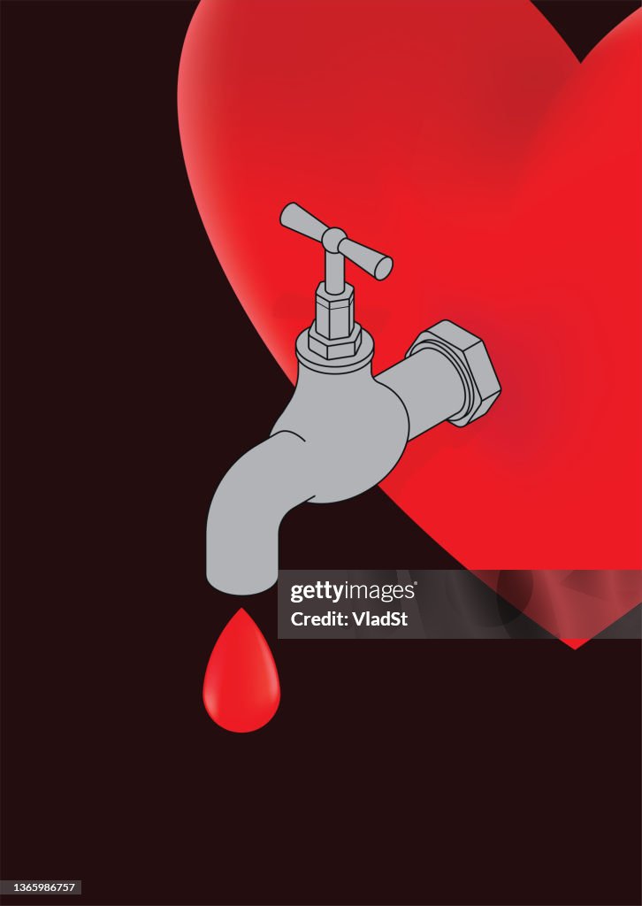 Blood Clot Myocarditis Bleeding Heart Attack Concept Illustration