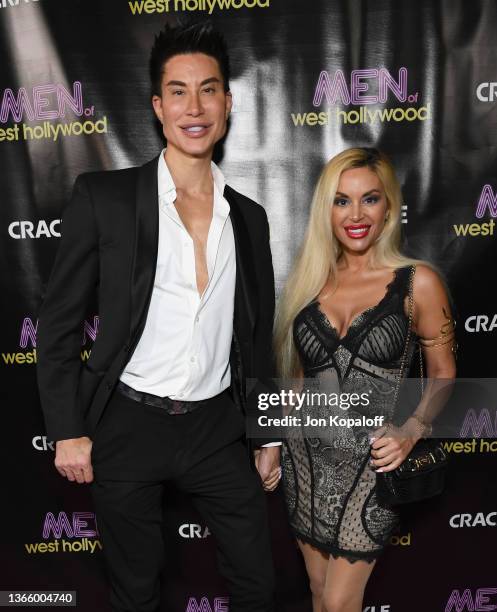 Justin Jedlica and Marcela Iglesias attend "Men Of West Hollywood" Premiere at Sofitel Hotel Los Angeles on January 20, 2022 in Los Angeles,...