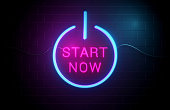Start Now. Neon Motivation Concept.