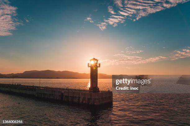 lighthouse and sunset - takamatsu bildbanksfoton och bilder