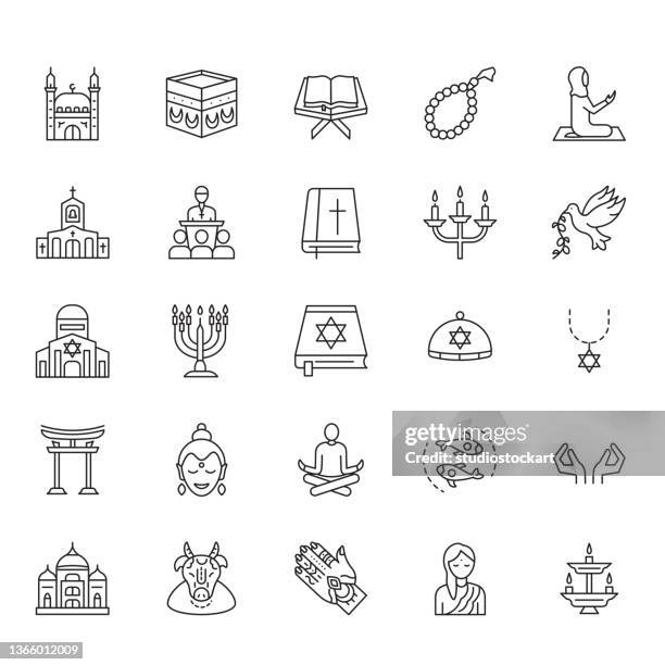 religion icon set editable stroke - forgiveness 幅插畫檔、美工圖案、卡通及圖標