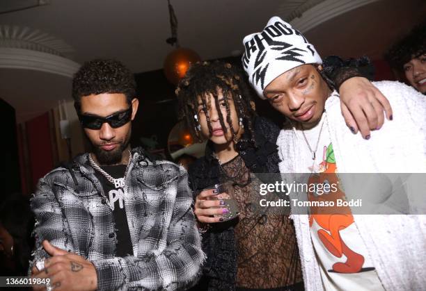 PnB Rock, iann dior, and Tyla Yaweh attend the iann dior ON TO BETTER THINGS Album Release Party at Delilah on January 20, 2022 in West Hollywood,...