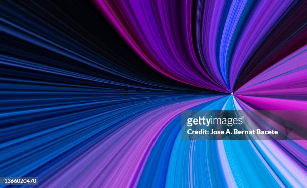 pink and blue abstract background with light trails of elliptical shape - colorful lights fotografías e imágenes de stock