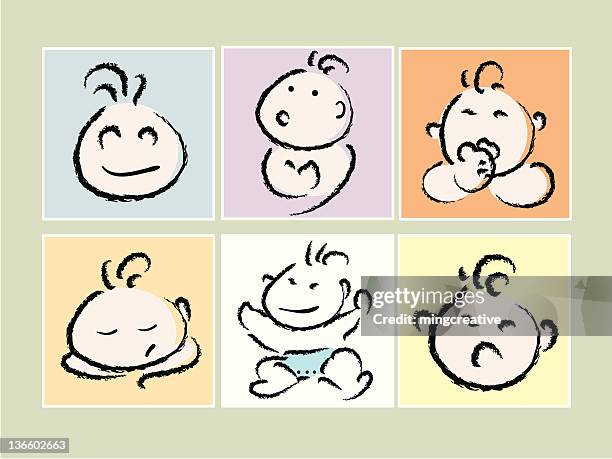 cute little baby face icon - baby face stock illustrations