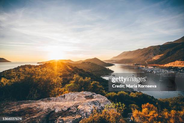 aerial view of kaş, antalya - antalya province stock pictures, royalty-free photos & images