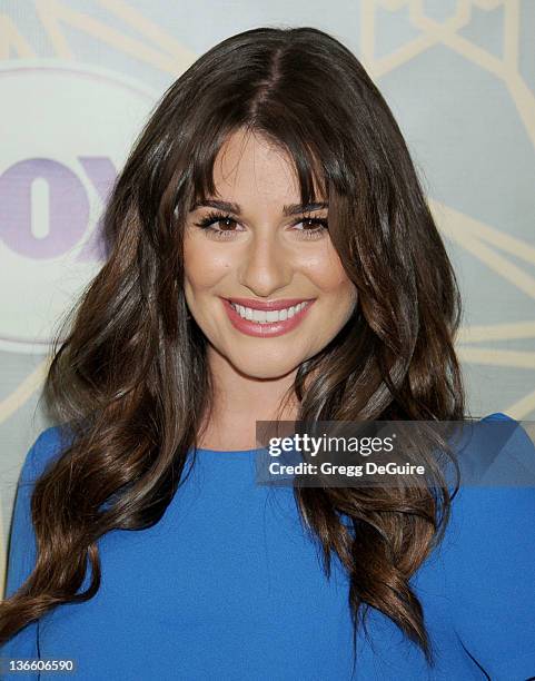 Actress Lea Michele arrives at the 2012 FOX TCA All-Star Party at Castle Green on January 8, 2012 in Pasadena, California.