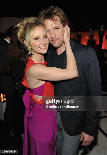 Actress Anne Heche and actor James Tupper attend the Kick Off for Golden Globes Week 2012 hosted by Audi and Martin Katz at Cecconi's Restaurant on...