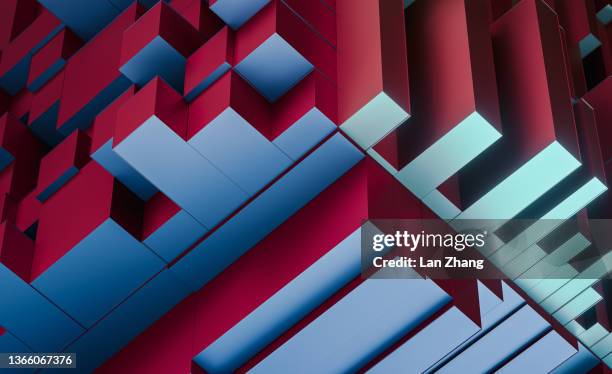 abstract 3d geometric shapes cube blocks - 3d grid cube stock pictures, royalty-free photos & images