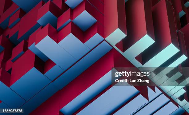 abstract 3d geometric shapes cube blocks - building block infographic stock pictures, royalty-free photos & images