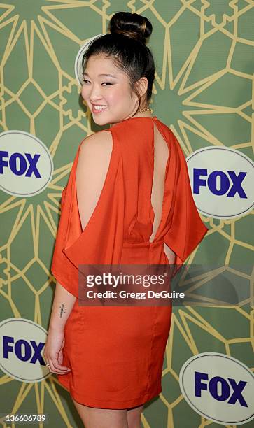 Actress Jenna Ushkowitz arrives at the 2012 FOX TCA All-Star Party at Castle Green on January 8, 2012 in Pasadena, California.