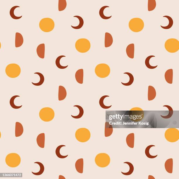 seamless illustrated moon phase pattern - half moon stock illustrations