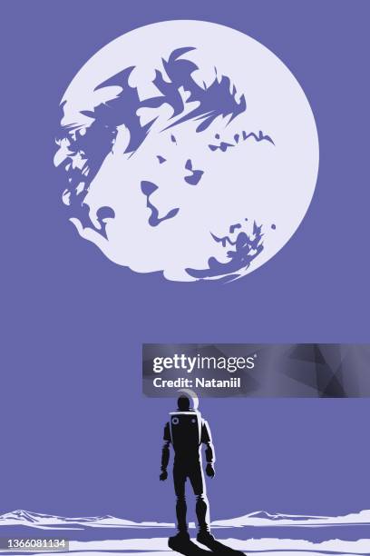 space poster - mars landscape stock illustrations