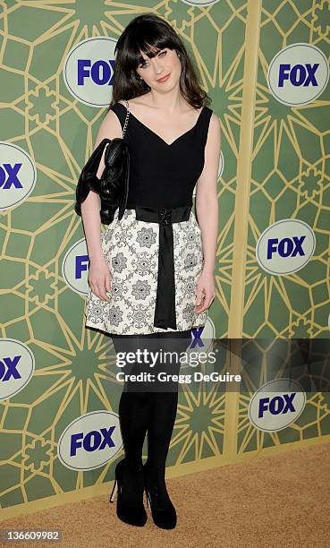 Actress Zooey Deschanel arrives at the 2012 FOX TCA All-Star Party at Castle Green on January 8, 2012 in Pasadena, California.